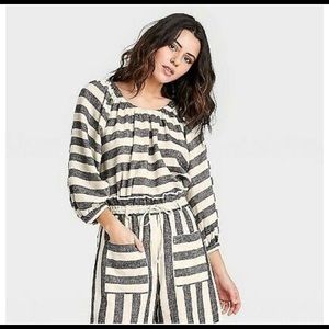 WHO WHAT WEAR top ballon sleeve 3/4 sleeve size L